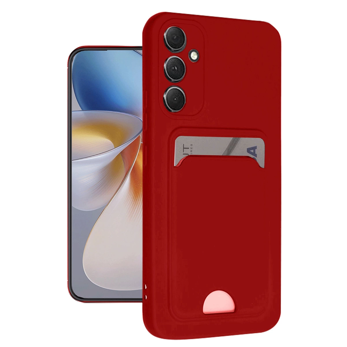 Samsung Galaxy A16 5g Kılıf Kelvin Kartvizitli Silikon - Kırmızı
