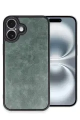 Newface İphone 16 Plus Kılıf Aras Deri Kapak - Koyu Yeşil