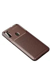 Newface Samsung Galaxy A11 Kılıf Auto Focus Karbon Kapak - Kahverengi