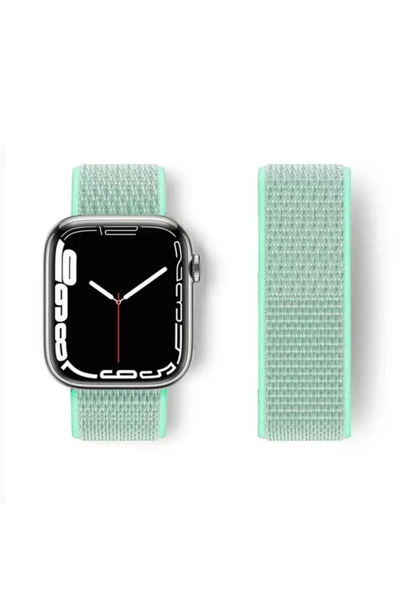 Newface Apple Watch 42mm Hasırlı Cırtcırtlı Kordon - Turkuaz