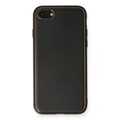 İphone 7 Kılıf Coco Deri Silikon Kapak - Siyah