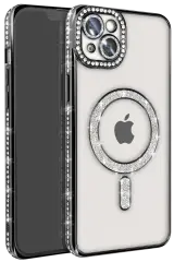 Newface İphone 14 Kılıf Joke Simli Magneticsafe Kılıf - Siyah
