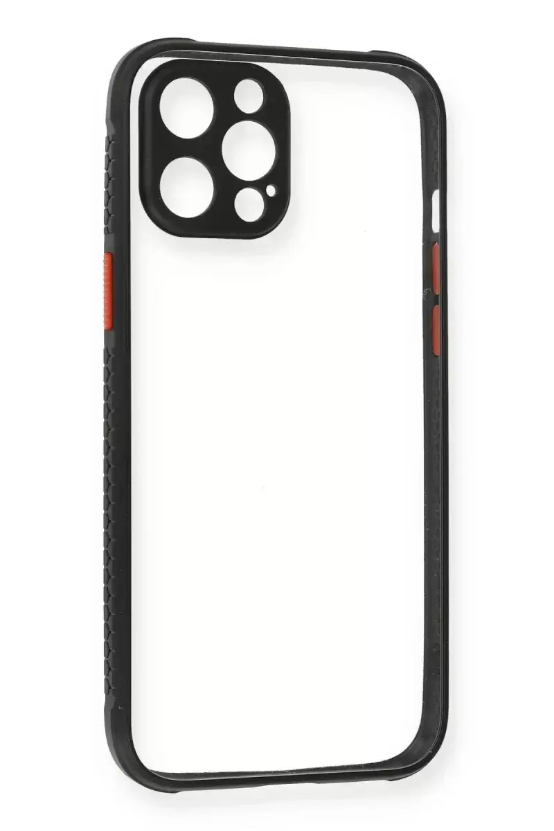 Newface İphone 12 Pro Kılıf Miami Şeffaf Silikon - Siyah