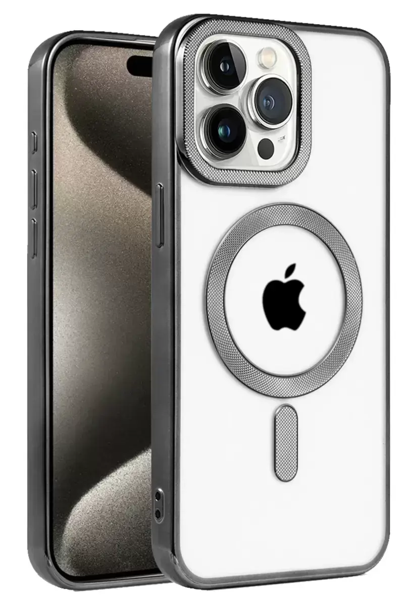 Newface İphone 15 Pro Max Kılıf Kronos Magsafe Kapak - Siyah