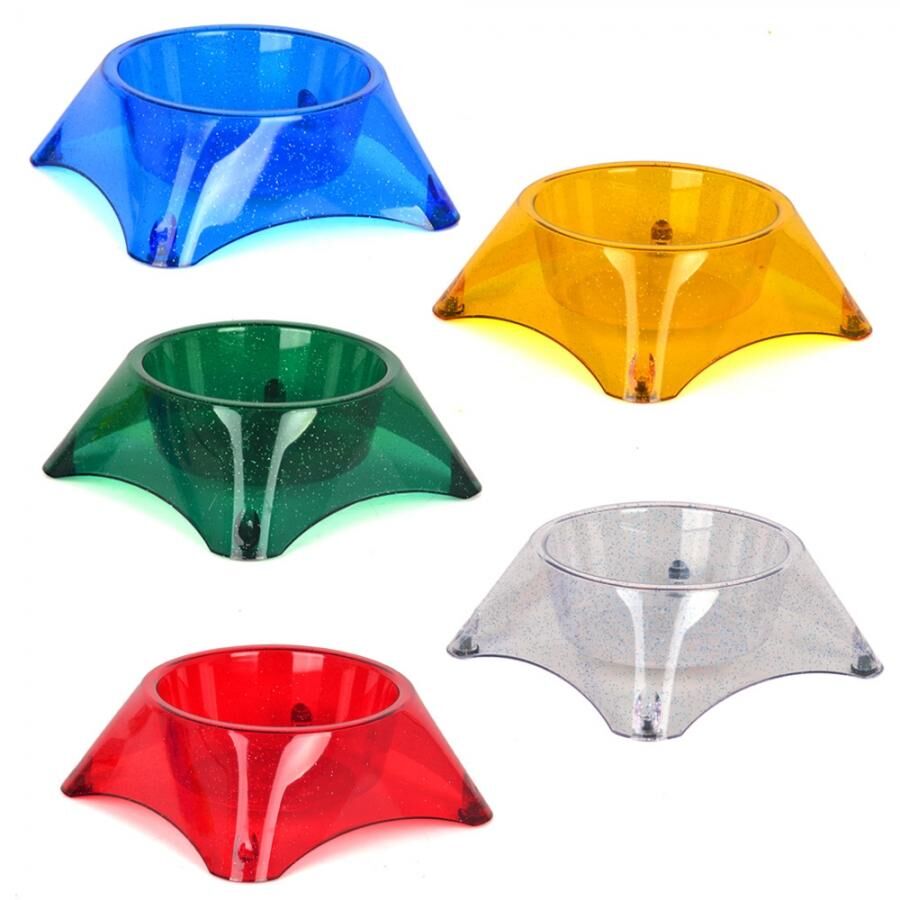 Kedi Ve Yavru Köpek Mama Su Kabı Şeffaf ve Simli 200 ml