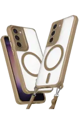 Newface Samsung Galaxy S23 Kılıf Enka Magsafe Silikon Kılıf - Desert
