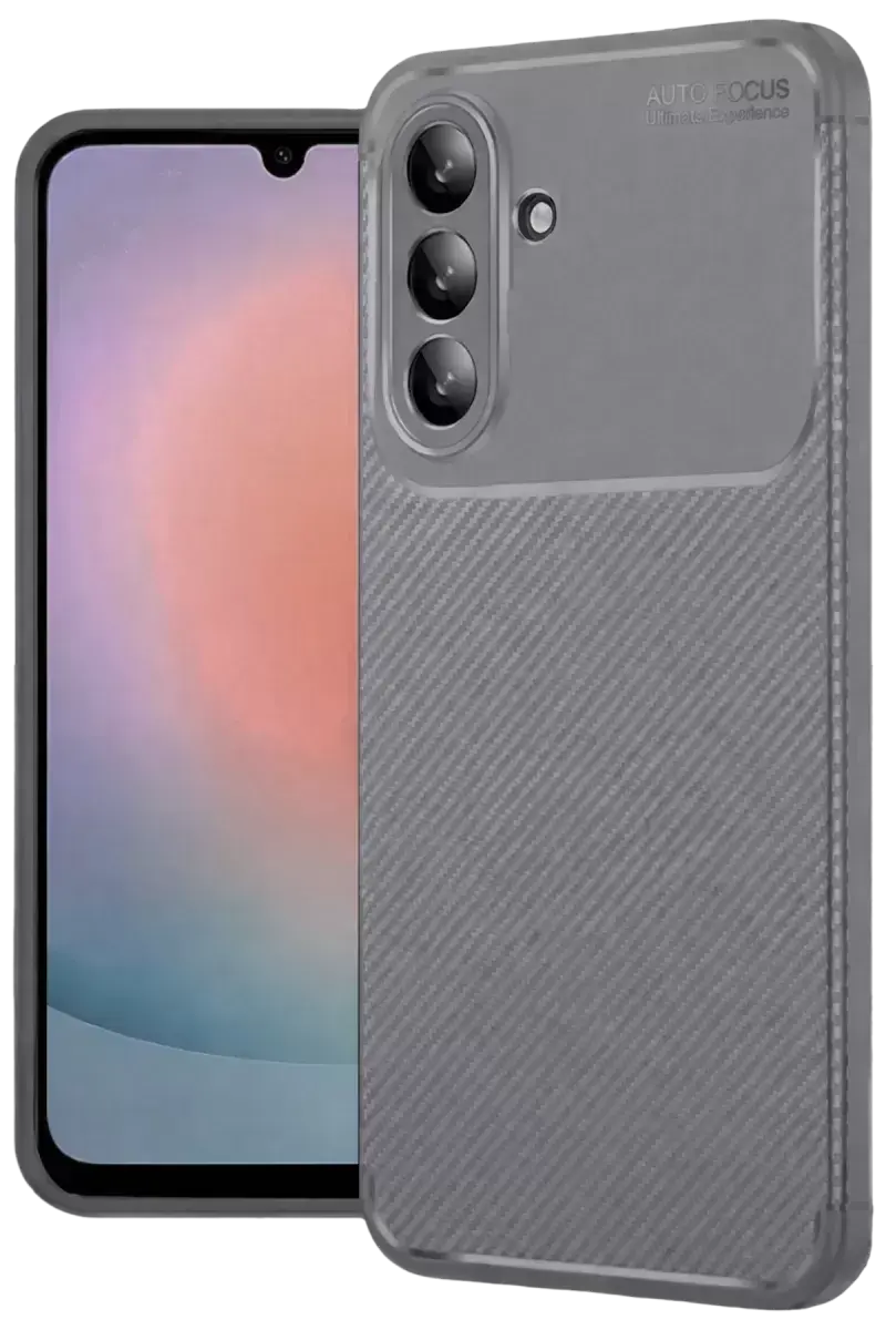 Newface Samsung Galaxy A36 Kılıf Auto Focus Karbon Kapak - Gri