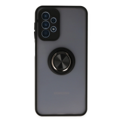 Samsung Galaxy A23 4g Kılıf Montreal Yüzüklü Silikon Kapak - Siyah