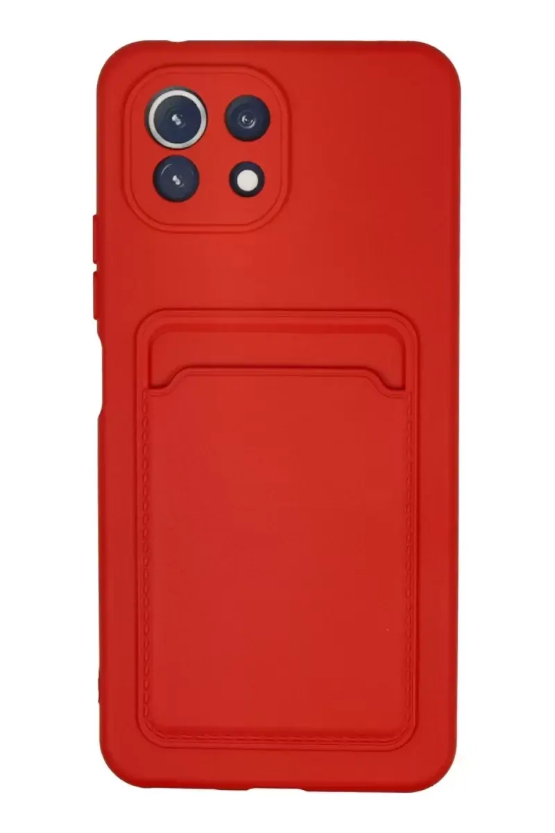 Newface Xiaomi Mi 11 Kılıf Kelvin Kartvizitli Silikon - Kırmızı