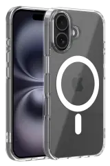 Newface Apple İphone 16 Combo Sert Şeffaf Magsafe Kapak - Şeffaf