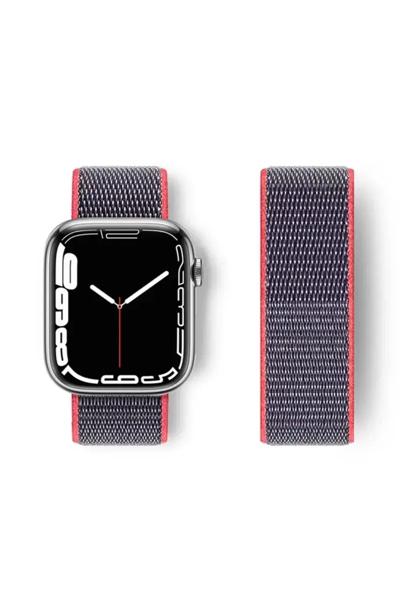 Newface Apple Watch 42mm Hasırlı Cırtcırtlı Kordon - Pembe
