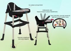 BabyJem Icon Siyah Mama Sandalyesi Konfor Pedli - Pembe