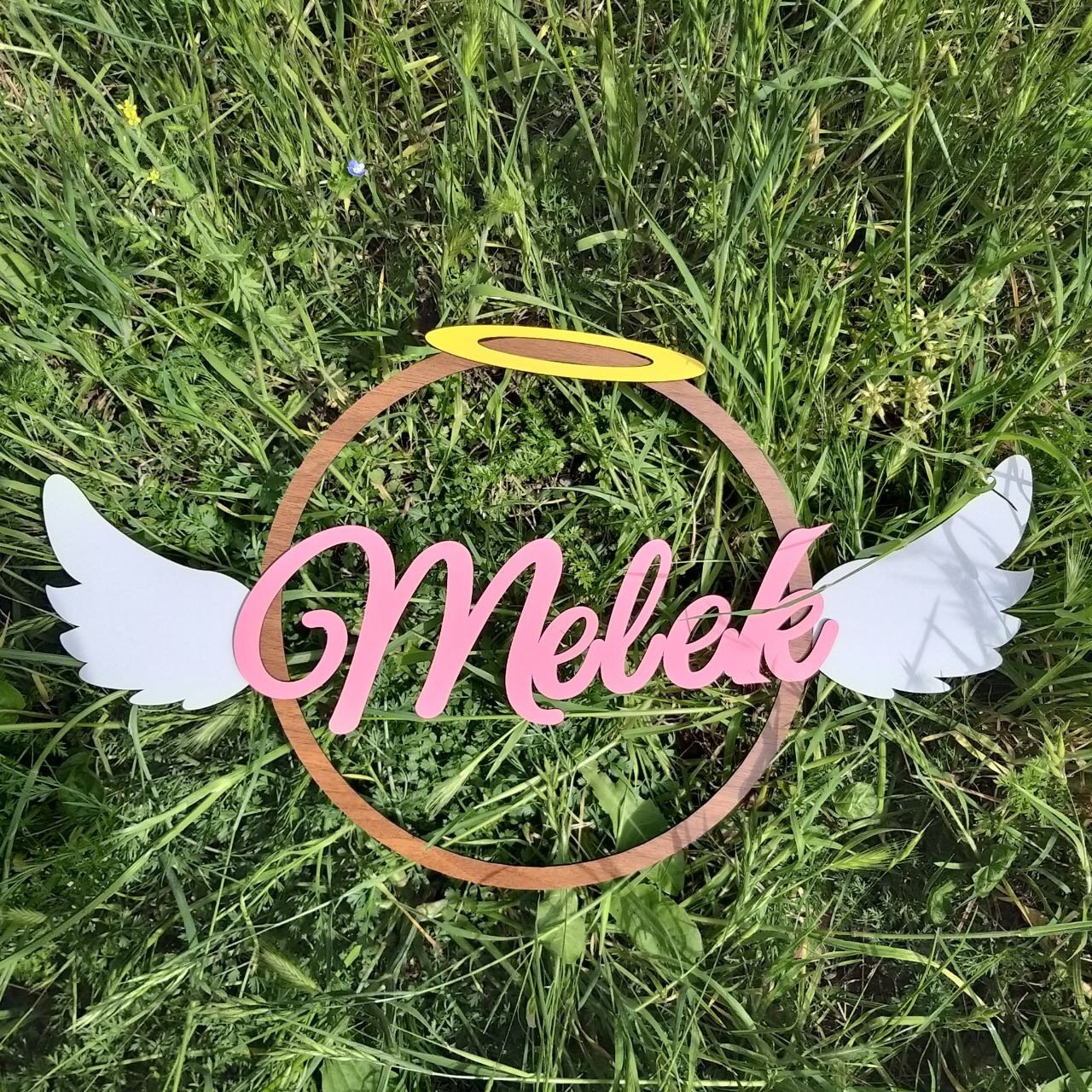 Melek Kanadı Konseptli Kişiye Özel İsimli Ahşap Pano