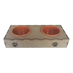 Markapet Ahşap Köpek Mama Su Kabı 200+200 ml