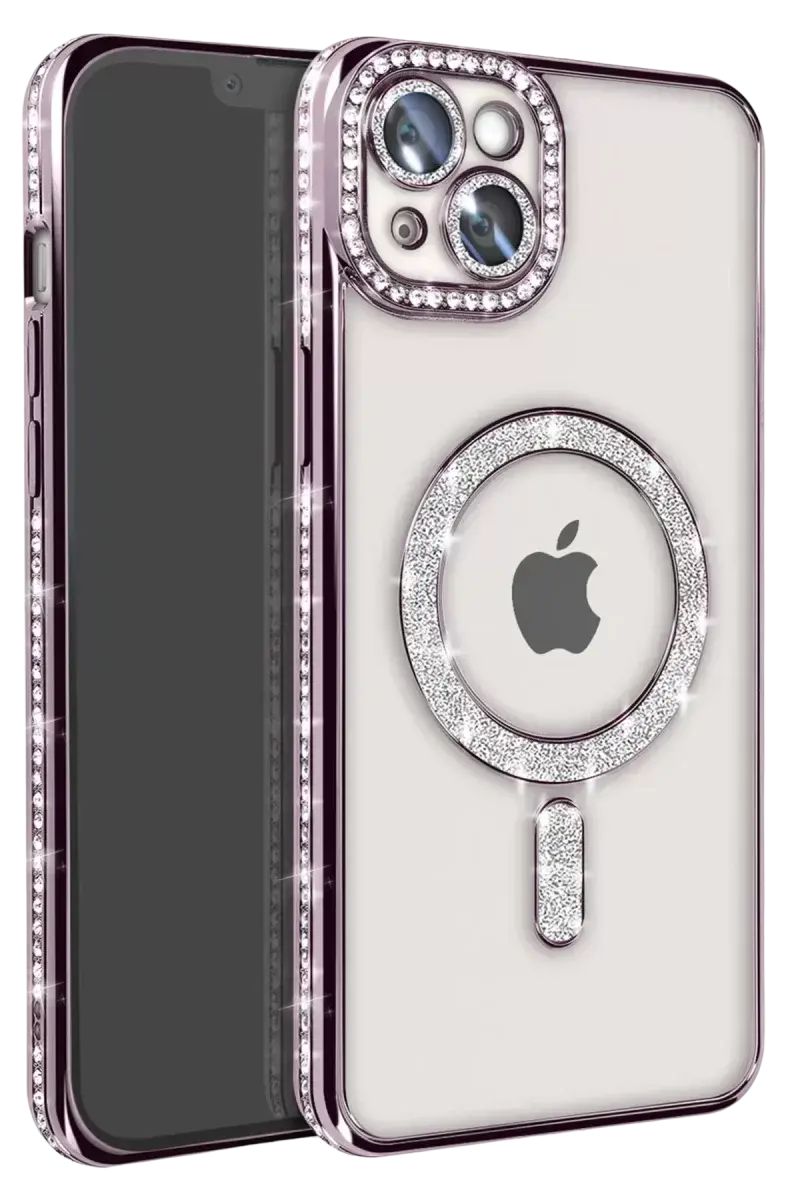 Newface İphone 14 Kılıf Joke Simli Magneticsafe Kılıf - Pembe