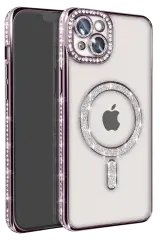 Newface İphone 14 Kılıf Joke Simli Magneticsafe Kılıf - Pembe