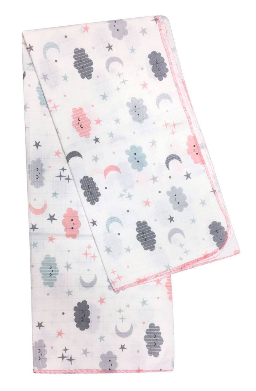 AyBaby Çok Amaçlı Müslin Bebek Battaniyesi 100x110 Cm - Pembe Bulut