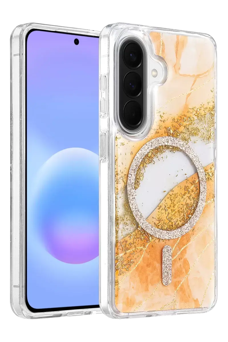 Onegif Samsung Galaxy A57 5g Lotus Simli Magsafe Kapak - Turuncu