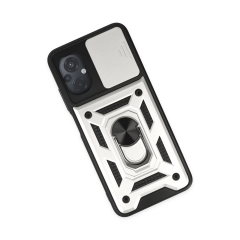 Xiaomi Poco M5 Kılıf Pars Lens Yüzüklü Silikon - Gümüş