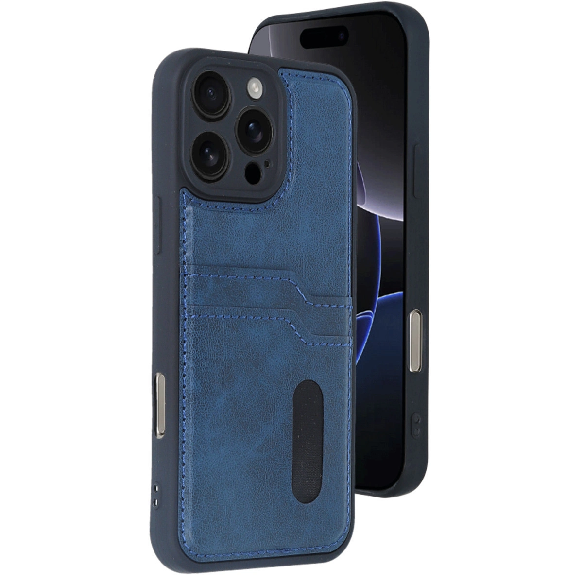 İphone 16 Pro Max Kılıf Sara Kartvizitli Deri Kılıf - Lacivert