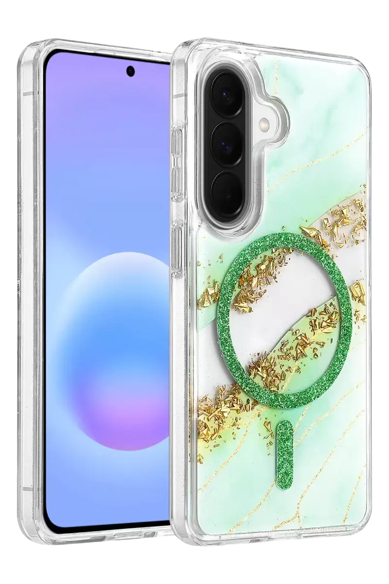 Onegif Samsung Galaxy A57 5g Lotus Simli Magsafe Kapak - Yeşil