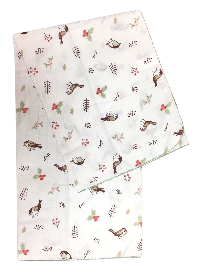 AyBaby AY238 Kroşeta Tek Katlı Bebek Müslin Battaniye 75x90 Cm - Kahve Serçe