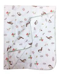 AyBaby AY238 Kroşeta Tek Katlı Bebek Müslin Battaniye 75x90 Cm - Kahve Serçe