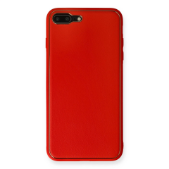 İphone 7 Plus Kılıf Coco Deri Silikon Kapak - Kırmızı