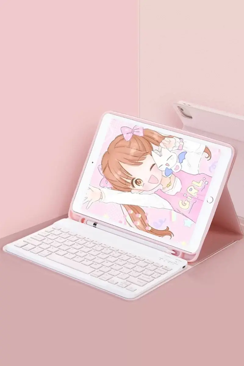 Newface İpad Pro 11 (2024) Kılıf Kc01 Smart Klavyeli Tablet Kılıfı - Pembe
