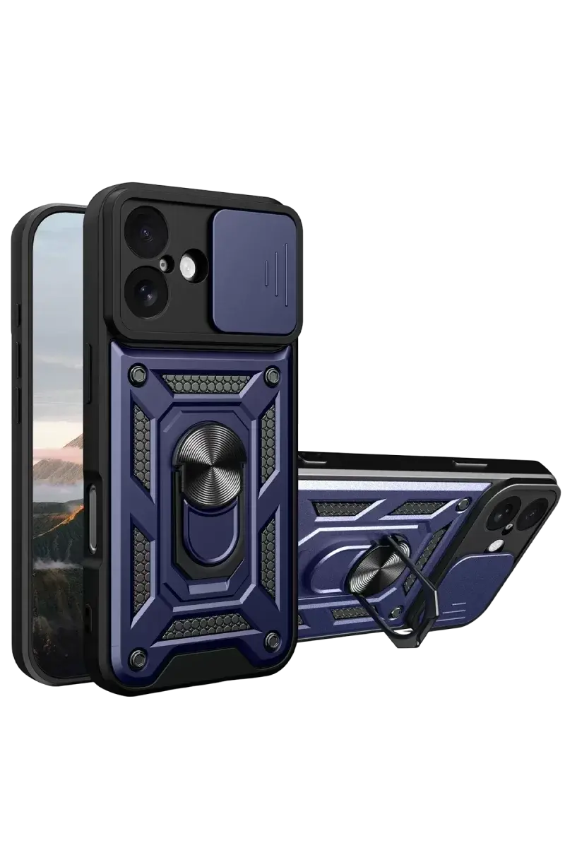 Newface Apple İphone 17 Pars Lens Yüzüklü Silikon - Lacivert
