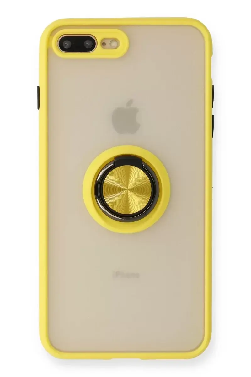 Newface İphone 7 Plus Kılıf Montreal Yüzüklü Silikon Kapak - Sarı