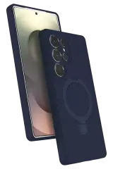 Newface Samsung Galaxy S24 Ultra Regal Magsafe Standlı Kapak - Lacivert