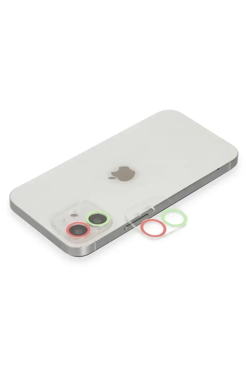 Newface İphone 12 Mini Renkli Kamera Lens Koruma Cam - Yeşil-pembe