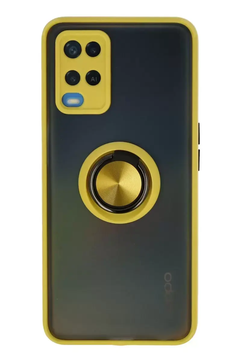 Newface Oppo A54 4g Kılıf Montreal Yüzüklü Silikon Kapak - Sarı