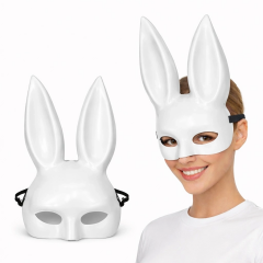Uzun Kulaklı Beyaz Lüks Tavşan Maskesi