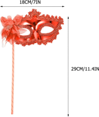 Kırmızı Işıltılı Tutmalı Fotoğraf Çekimi Maskesi 18x29 Cm