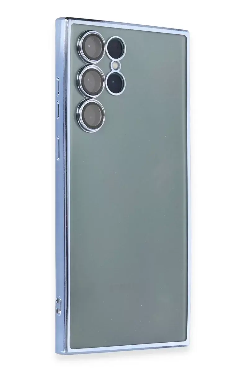 Newface Samsung Galaxy S22 Ultra Kılıf Razer Lensli Silikon - Açık Mavi