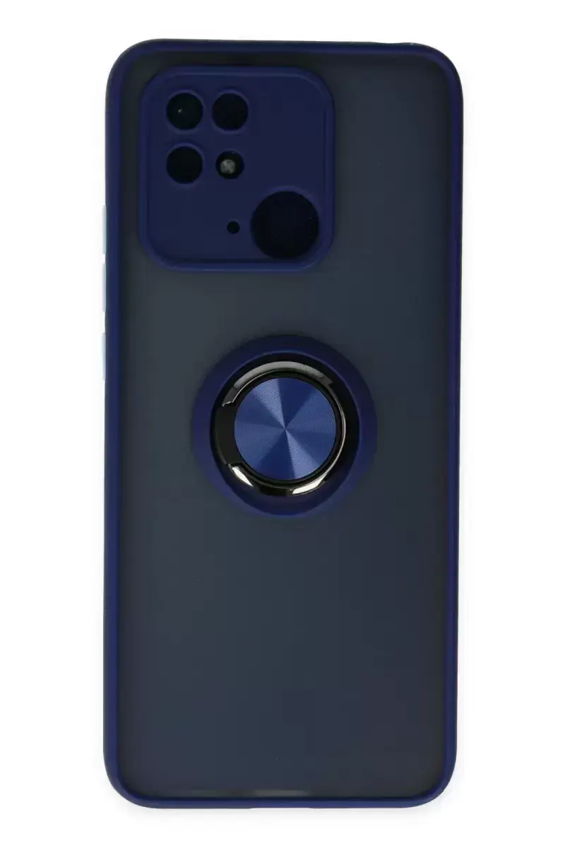 Newface Xiaomi Redmi 10c Kılıf Montreal Yüzüklü Silikon Kapak - Lacivert
