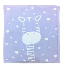 Bumbo Zürafa Desenli Triko Bebek Battaniyesi 90x90 Cm - Lila Beyaz