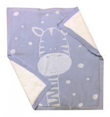Bumbo Zürafa Desenli Triko Bebek Battaniyesi 90x90 Cm - Lila Beyaz
