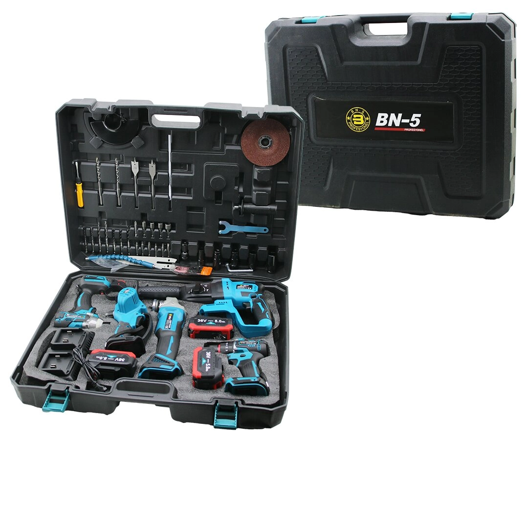 Bn5 5pcs Usta Elektrikli Alet Seti Şarjlı 36v 5.0ah Matkap Hilti Taşlama Somun Sökme