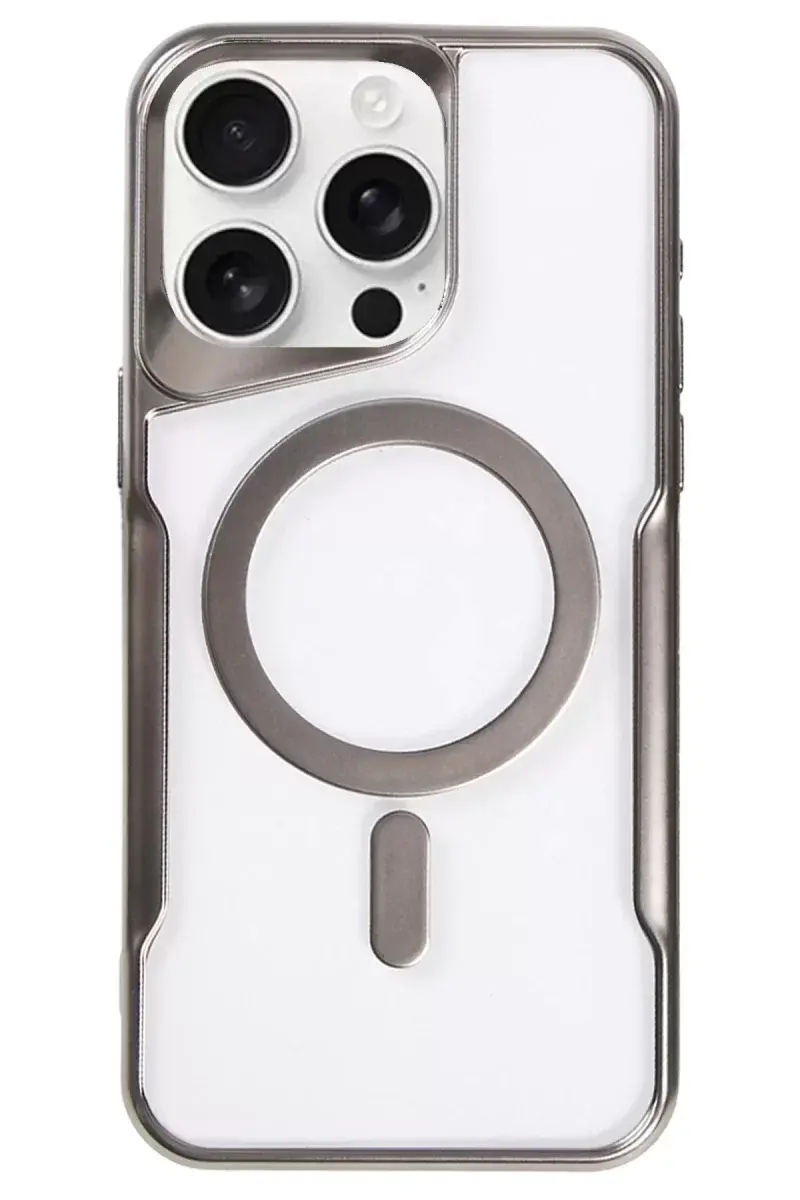 Newface İphone 16 Pro Max Kılıf Boyi Magsafe Silikon Kapak - Titan Gri