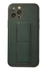 Newface İphone 12 Pro Kılıf Coco Deri Standlı Kapak - Yeşil