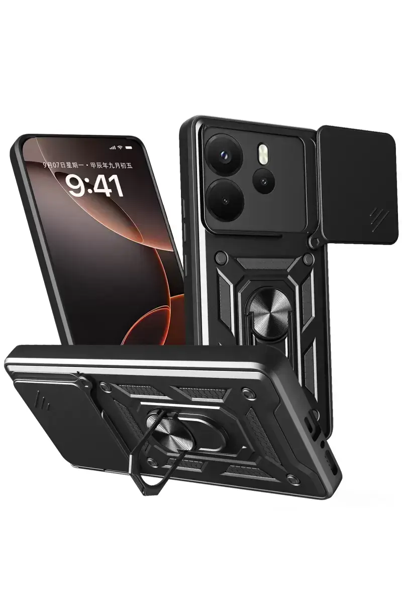 Newface Xiaomi Redmi Note 14 4g Pars Lens Yüzüklü Silikon - Siyah
