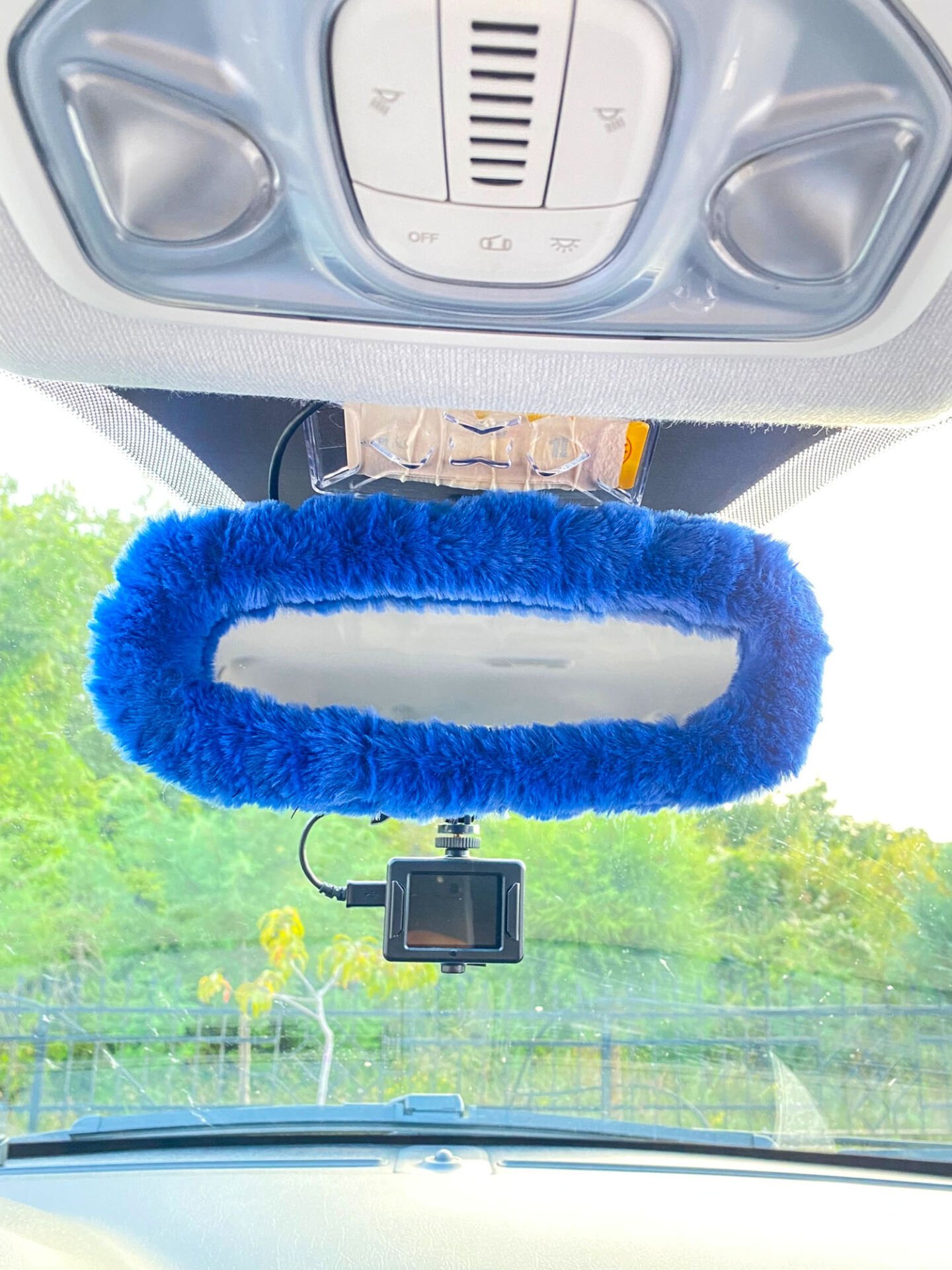 Peluş Dikiz Ayna Kılıfı Süs Mavi