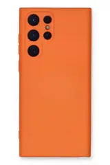 Newface Samsung Galaxy S22 Ultra Kılıf Nano İçi Kadife Silikon - Turuncu