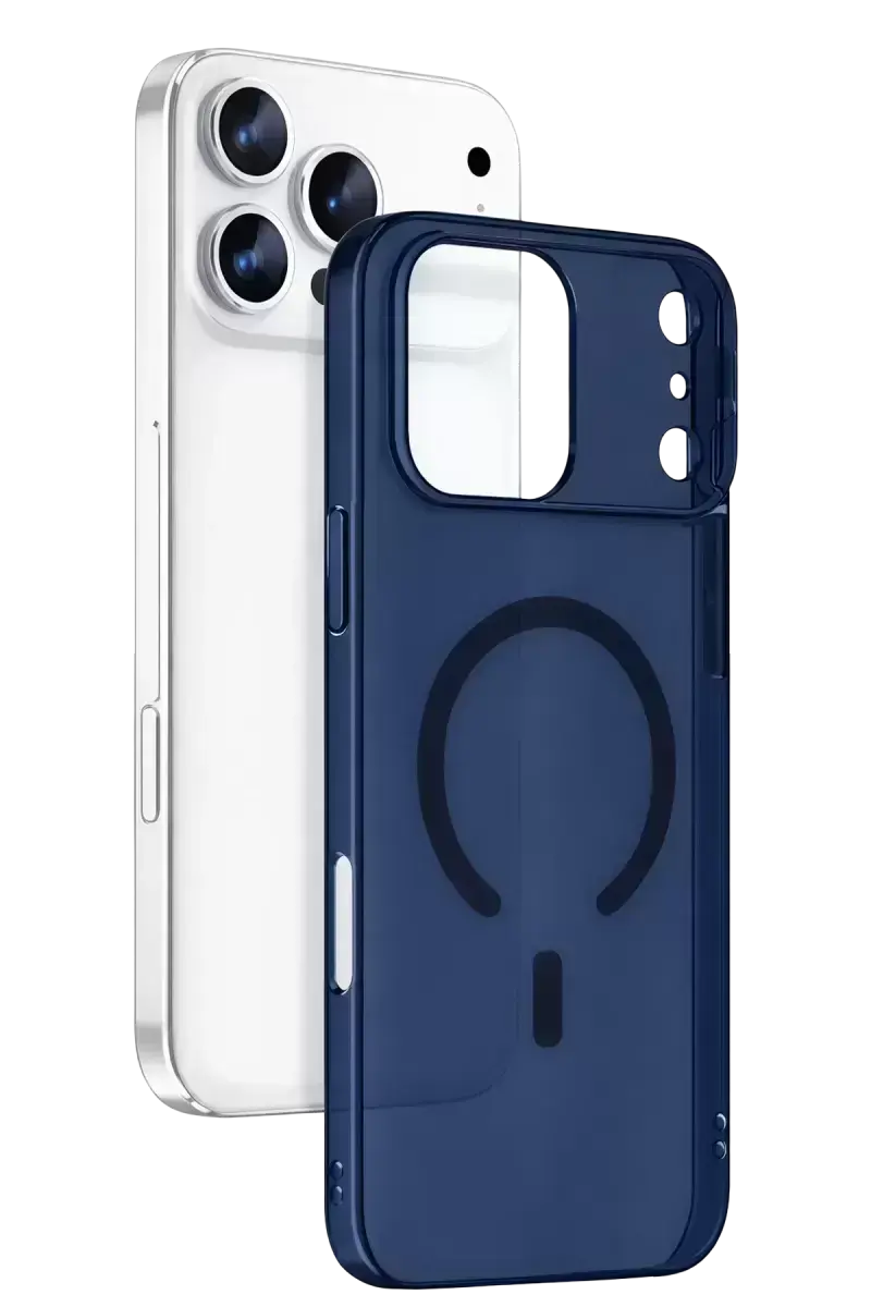 Newface Apple İphone 17 Pro Combo Sert Şeffaf Magsafe Kapak - Mavi