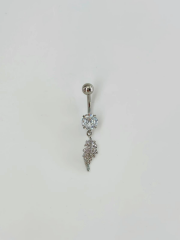 Yaprak Detaylı Sallantılı Göbek Piercing