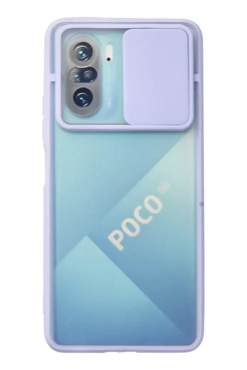 Newface Xiaomi Poco F3 Kılıf Palm Buzlu Kamera Sürgülü Silikon - Lila