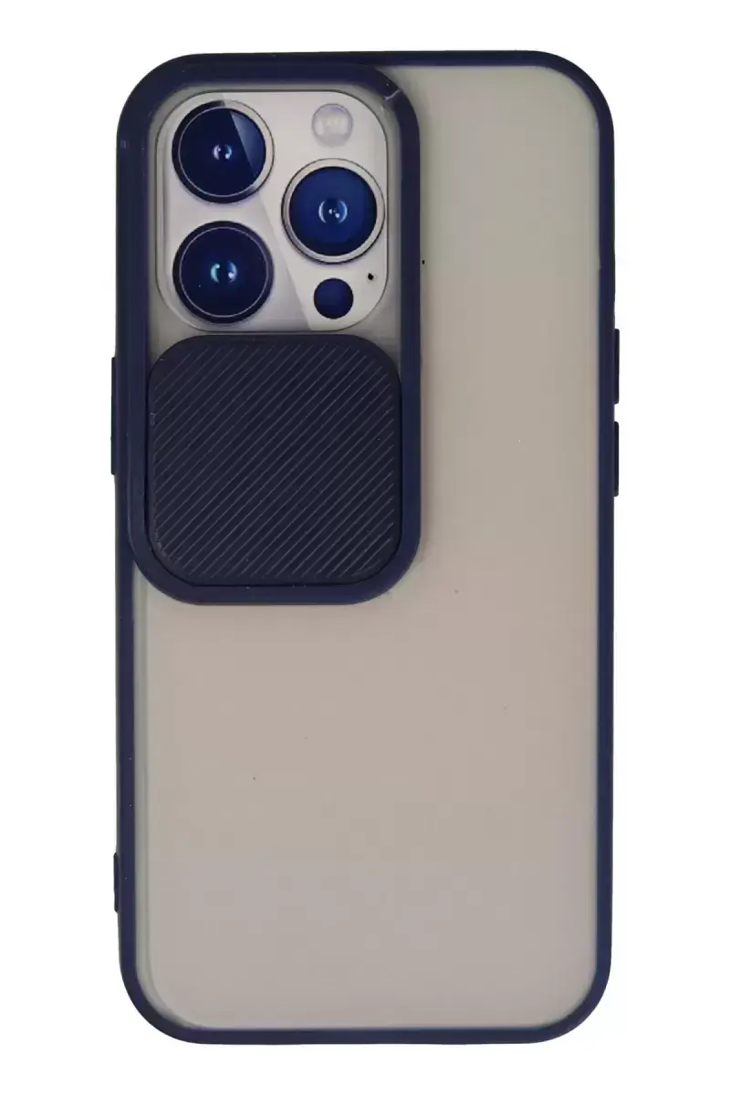 Newface İphone 13 Pro Kılıf Palm Buzlu Kamera Sürgülü Silikon - Lacivert